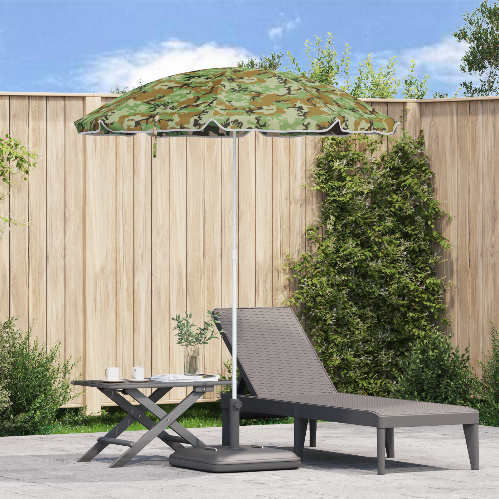 Parasol da Spiaggia con Polo Metallico Camouflage 161x193 cm in Poliestere vidaX