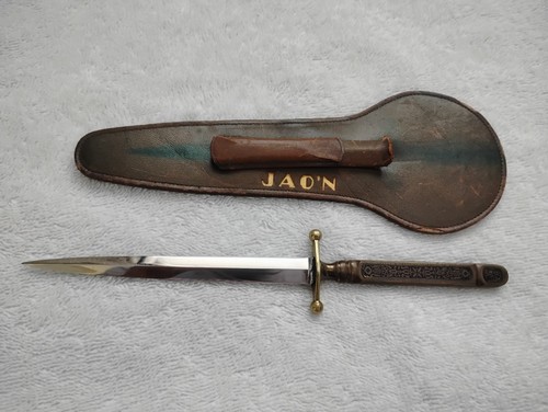 Vintage Solingen Germany Dagger Stilletto Letter Opener With Original Sheath