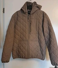 NWT Mack Russo Puffer Bomber Jacket Mens Sz L Brown Hooded Preppy Pockets 