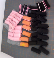 Vintage foam Hair Roller Curler Lot Various Size Pink Black and extra parts READ