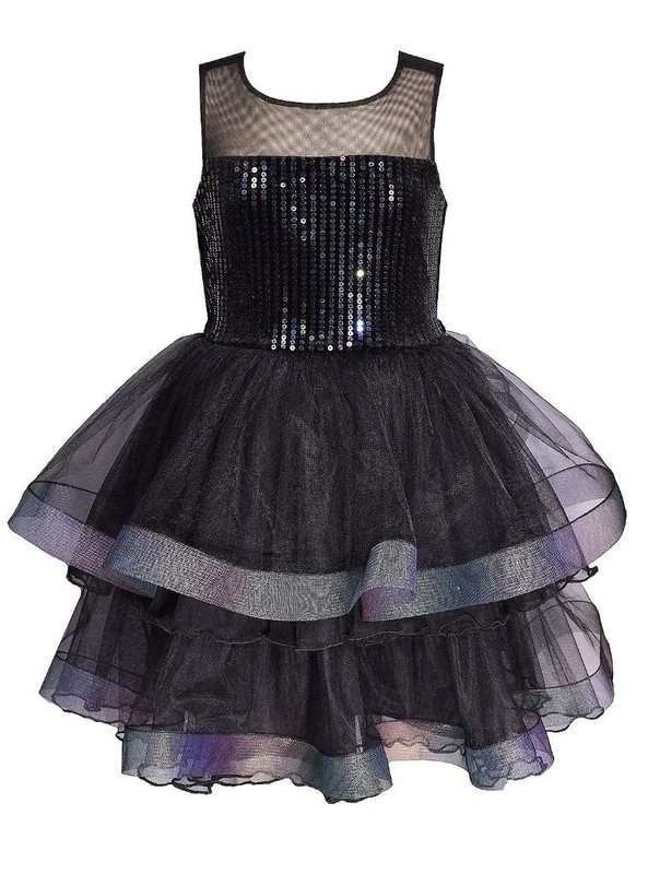 NEW Bonnie Jean Girls Size 7 "BLACK SEQUIN VELVET MESH" Holiday Party Dress NWT