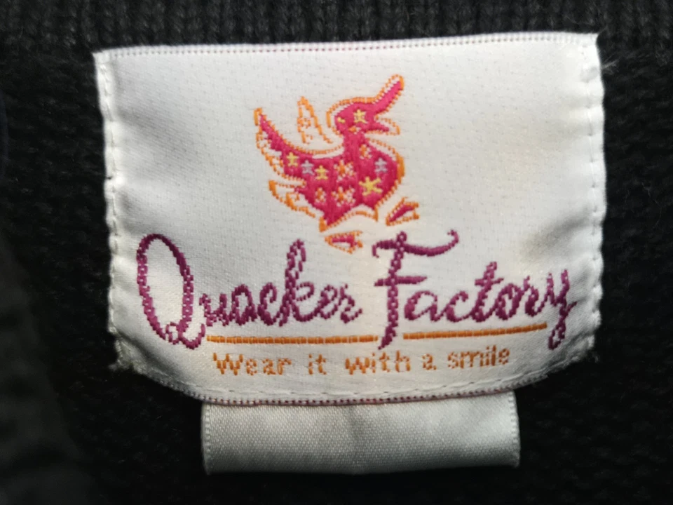 Quaker Factory Sweater Womens L Black Cardigan Cardinal Sequin Bird Tassled Zip - Image 4 of 4