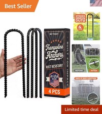 4 Pack U-Shaped Ground Stakes - 12 Inch Heavy-Duty Tent and Trampoline Anchors