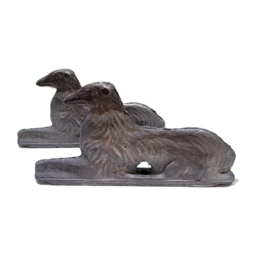Pair 2 Vintage Borzoi Wolfhound Dog Gate Topper. HURRICANE Fence. Cast Aluminum