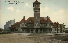 Portland, Maine ME Grand Trunk R. Station Tichnor Antique Vintage Postcard