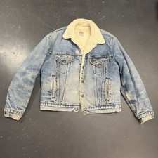 Vintage Levis Denim Jacket Mens 42 Blue Sherpa Lined Type 3 Workwear 80s USA