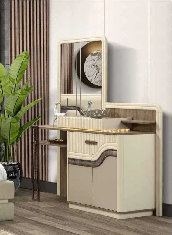 Designer Schminktisch mit Spiegel im Schlafzimmer Schick Möbel Kommode - Bild 1 von 1