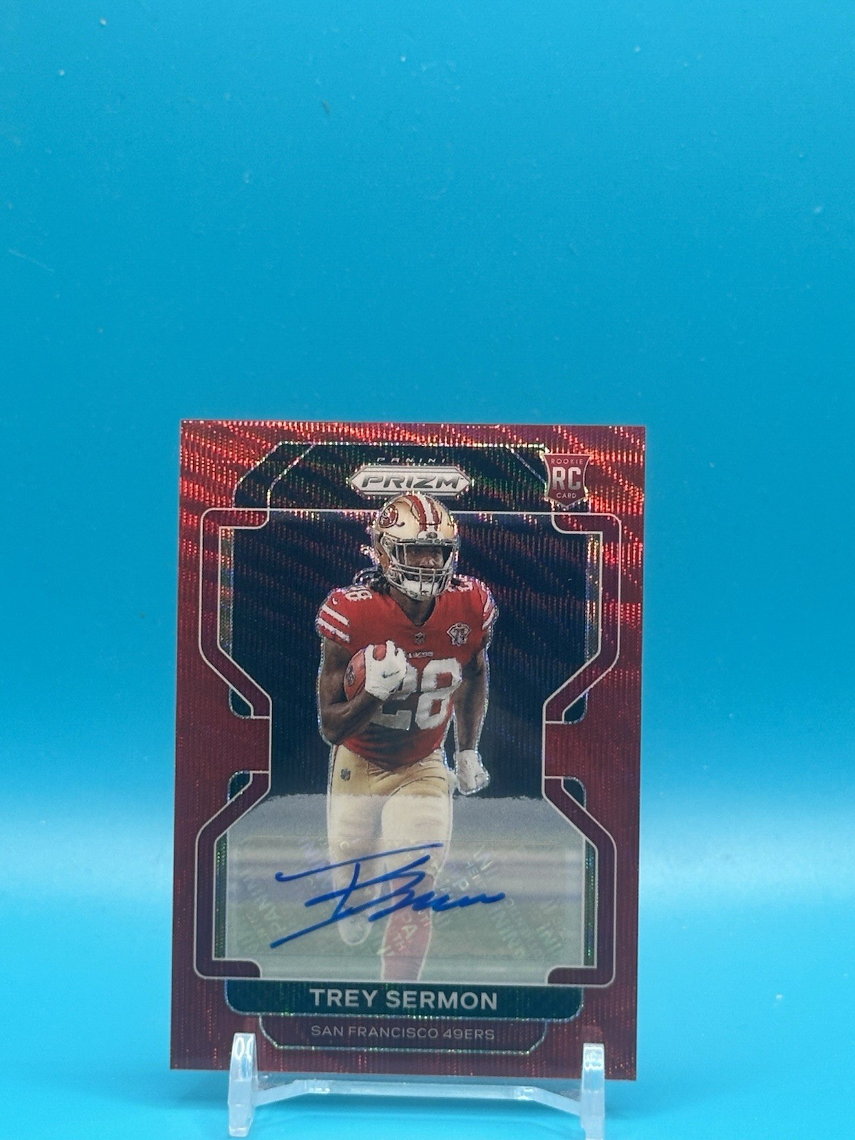 2021 Panini Prizm Trey Sermon Rookie Auto #354 Red Wave #/149 SF 49ers