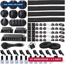192 PCS Cable Management Kit 4 Wire Organizer Sleeve,11 Cable Holder,35Cord Clip