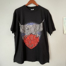 Vintage Harley Davidson Eagle Big Print Fun Wear T Shirt DISTRESSED HD Sz L