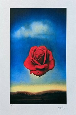 Salvador Dali MEDITATIVE ROSE Facsimile Signed & Numbered Giclee Art 16'' x 24''