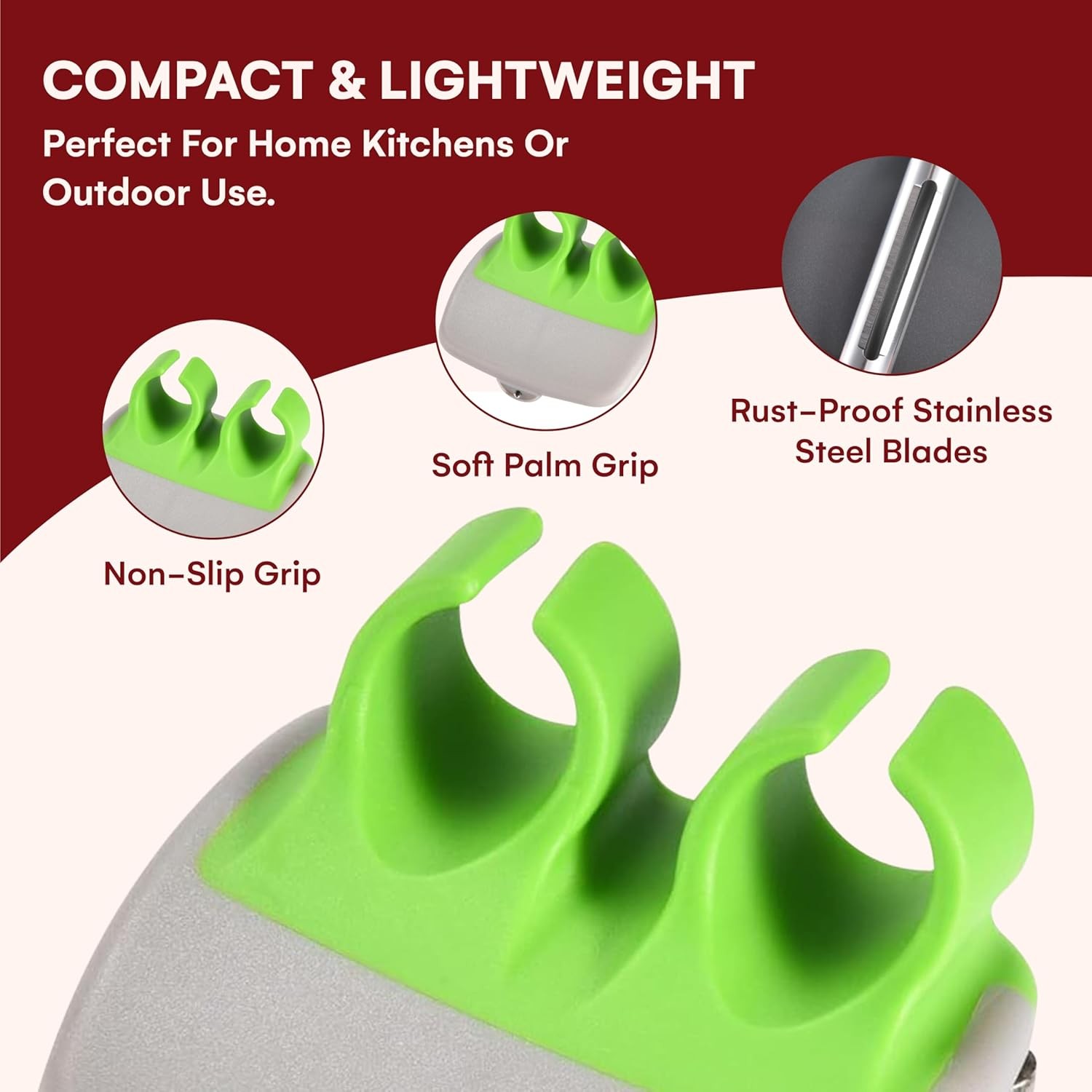 Fruit and vegetable peeler - Three-piece finger and palm peeler set, green