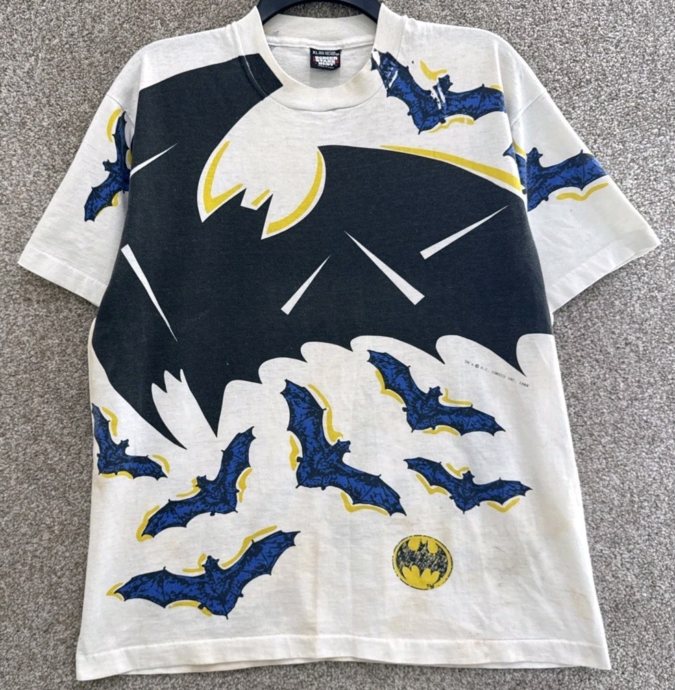Vintage 80s Batman AOP T-shirt DC Comics Single Stitch Mens Size XL USA