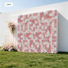 Artificial Flower Wall Backdrop, 12PCS Reusable Artificial Flower Wall Panels