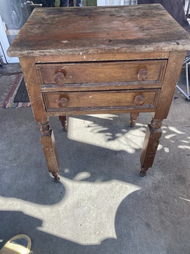 Antique Brown Wood 2-Drawer Nightstand w/ Knob, 18x15x26 in Bedroom