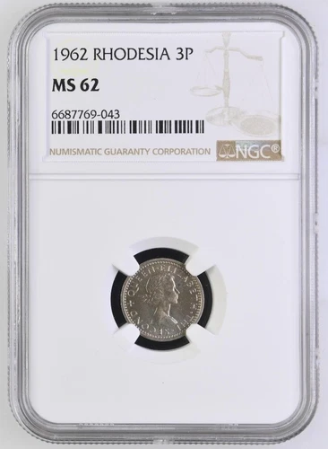 Rhodesia 3 Pence 1962 NGC MS 62