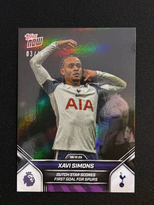 Xavi Simons - 2025-26 EPL Topps NOW - #76 - PR: 446 Tottenham Black /10