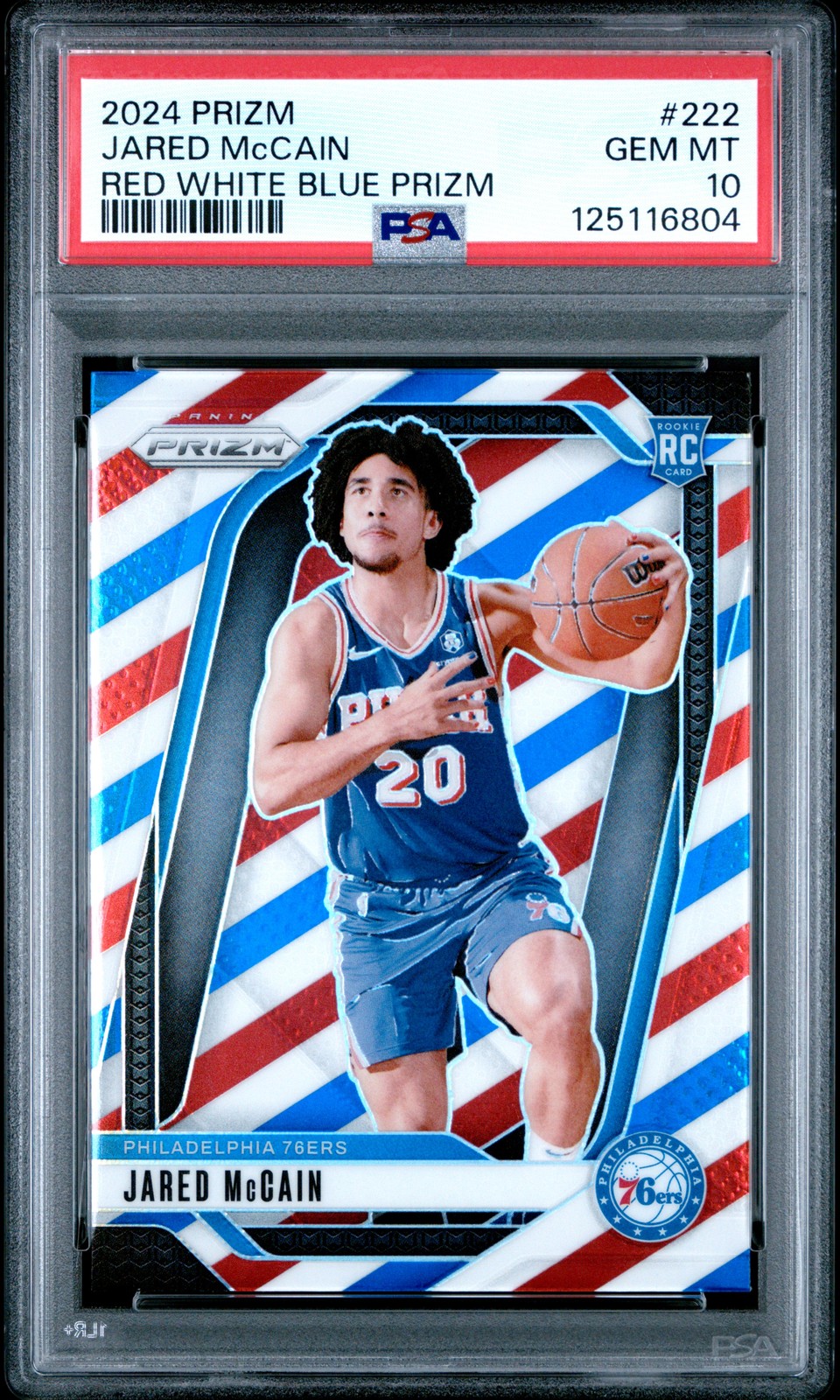 2024 PANINI PRIZM RED WHITE BLUE PRIZM #222 JARED MCCAIN PSA 10