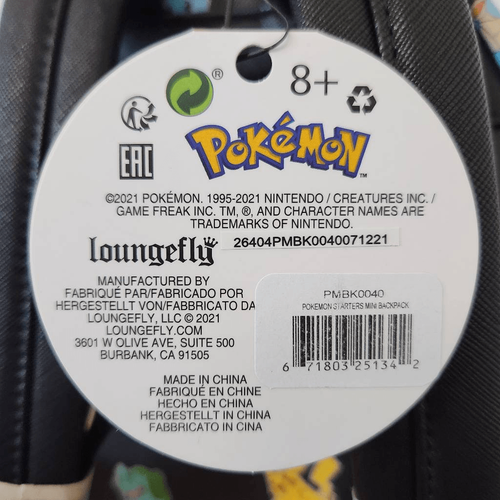 Zaino Loungefly Pokemon Starters nuovo con etichetta nero Pokemon Loungefly zaino - Foto 6 di 9