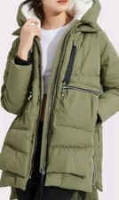 Nwt Orolay Women’s Xl Olive Green Goose Down Hooded Parka Coat