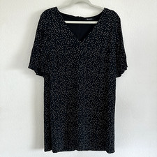 Madewell Black Polka Dot V-Neck Dress Ruffle Sleeve Zip Up Back - Women Size 10
