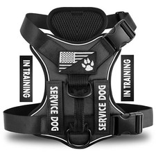 Service Dog Harness, Reflective Dog Vest Harness with 5 PCS Patches, Adjustable