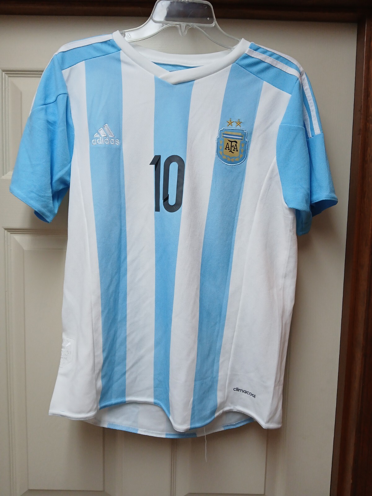Adidas Argentina 2015 #10 Messi Home Jersey Soccer Uniform Size Medium Climacool