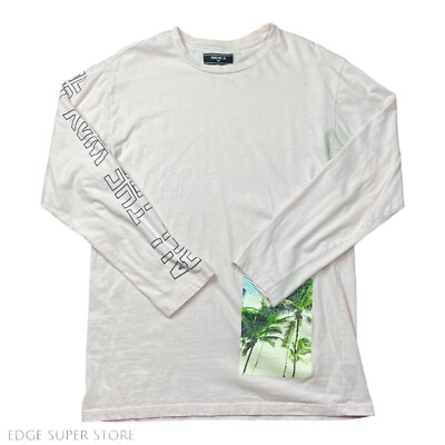 Forever 21 Light Pink Long Sleeve Palm Tree Crew Neck TShirt Tee