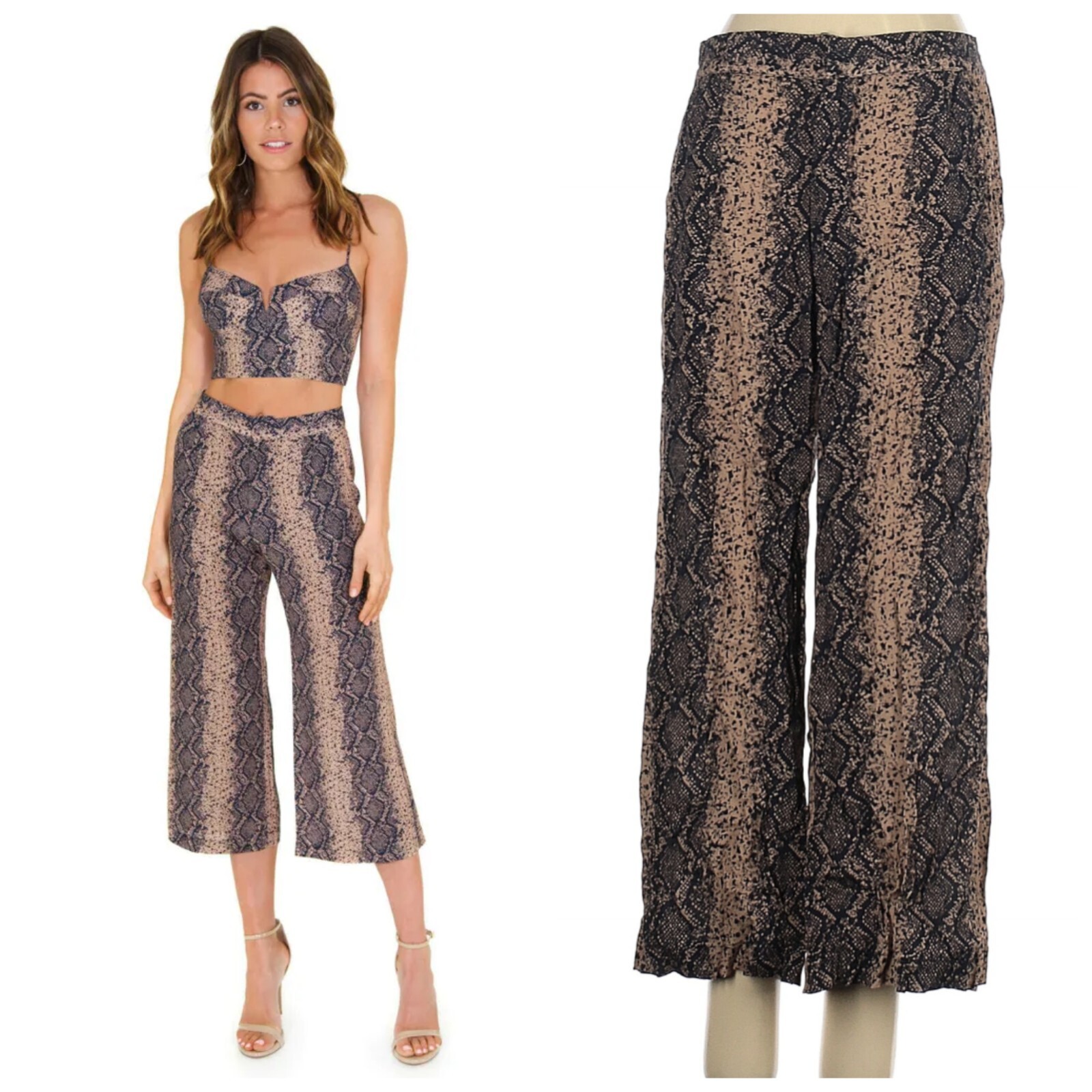 Blue Life Brown Snake Python Boa Cropped Ankle Fl… - image 1