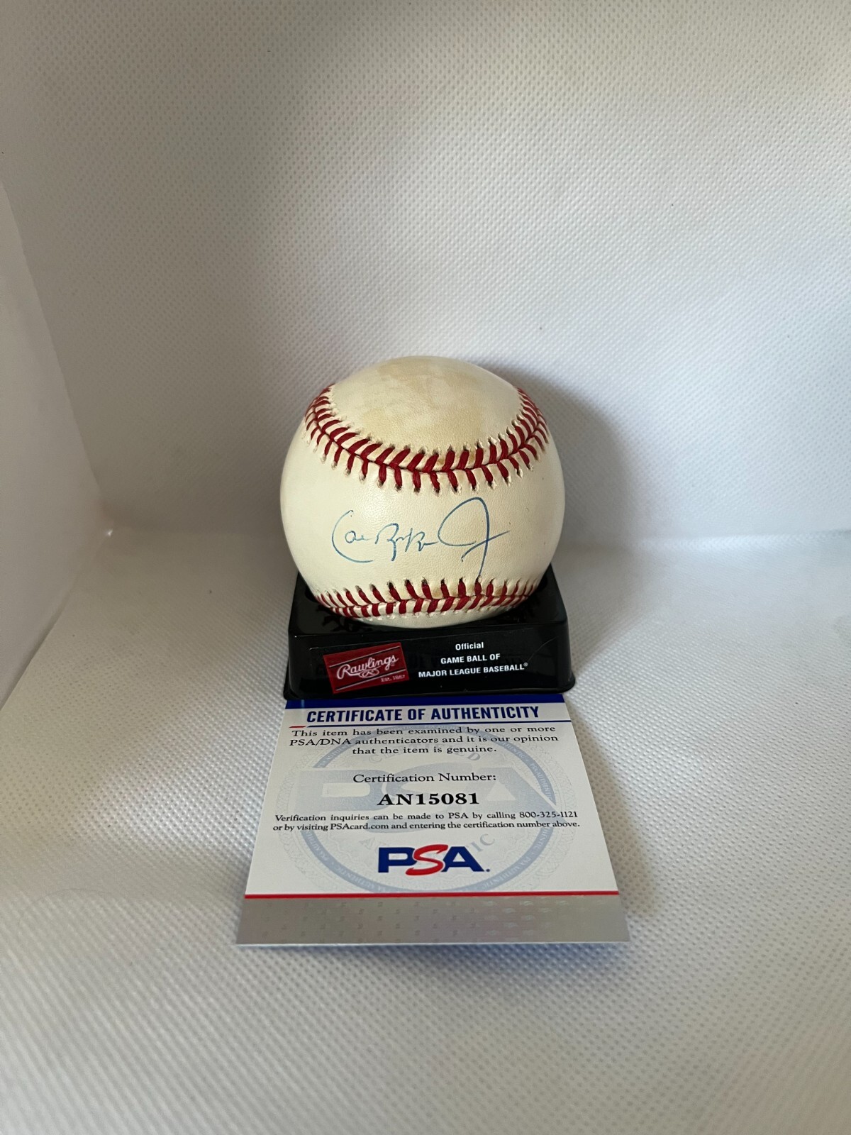 CAL RIPKEN JR Autographed Signed Baltimore Orioles OBAL BASEBALL SWEET SPOT PSA AN 15081 HALL OF FAMER 