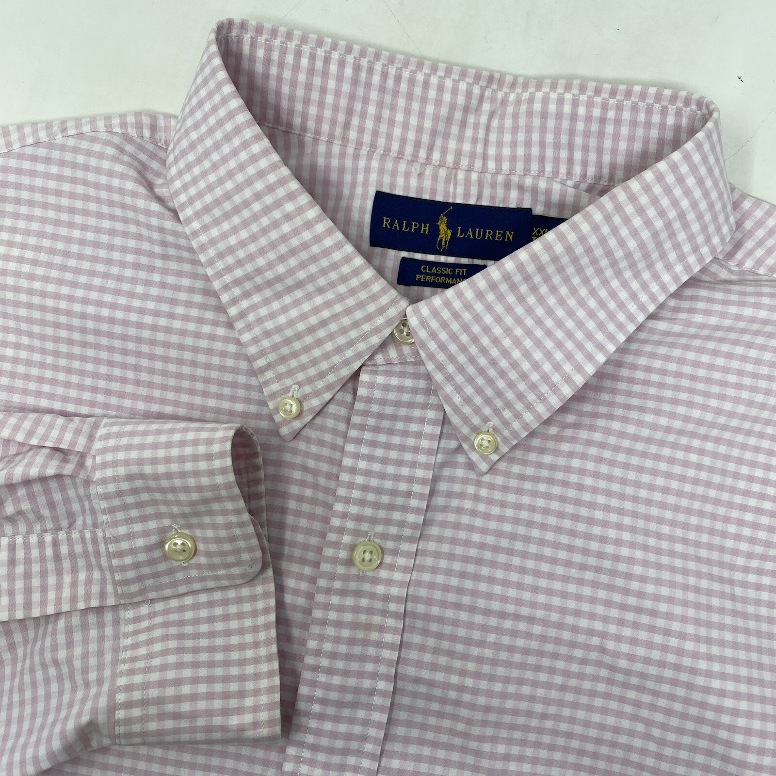 Ralph Lauren Classic Fit Men's XXL Pink Plaid Long Sleeve Button Down Shirt