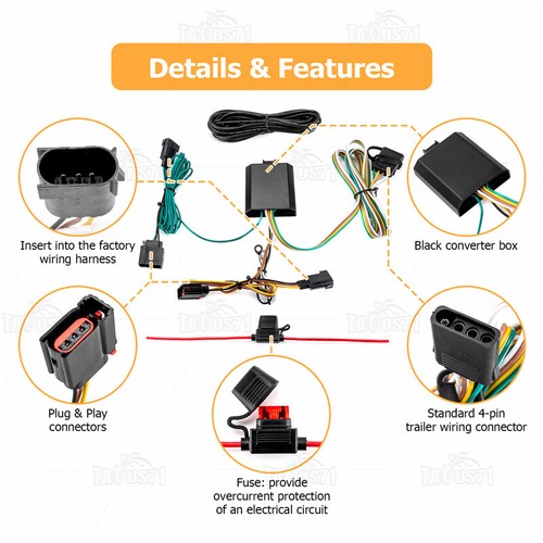 Trailer Wiring Harness Kit For 0817 Jeep Patriot 0810 Chrysler Town & Country eBay