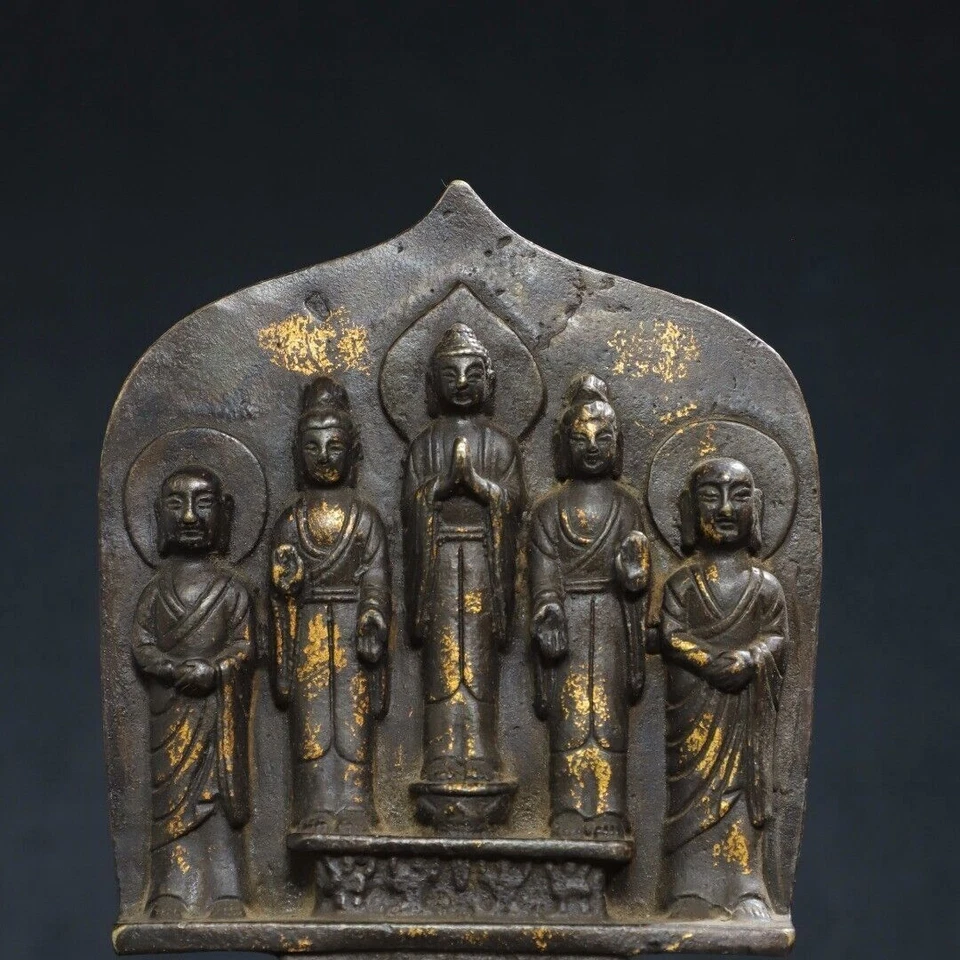 Rare Old Tibet Bronze Buddhism Five Buddhas Shakyamuni statues - Image 3 of 4
