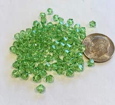 100 pc SWAROVSKI CRYSTAL PERIDOT 4mm Loose Beads Bicone 5328 Green, August Birth