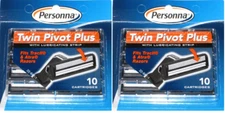 Personna Twin Pivot Plus Cartridges with Lube Strip (Fits Atra & Trac II), 20 Ct