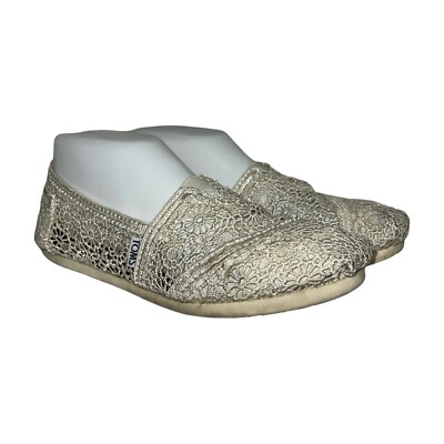 Toms Cream Floral Lace Lightweight Ballet Flats Women's