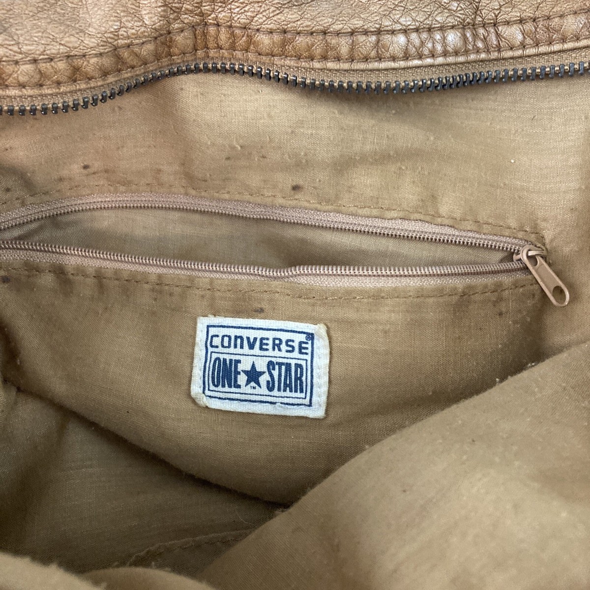 VTG 90's Converse One Star Distressed Beige Leather Tote VTG 90's Converse One Star Distressed Beige Leather Tote