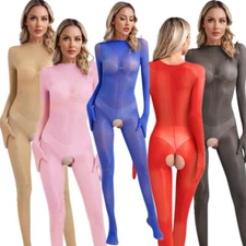 Womens Jumpsuit Full Body Bodystocking Crotchless Nightwear Cover Up Romper