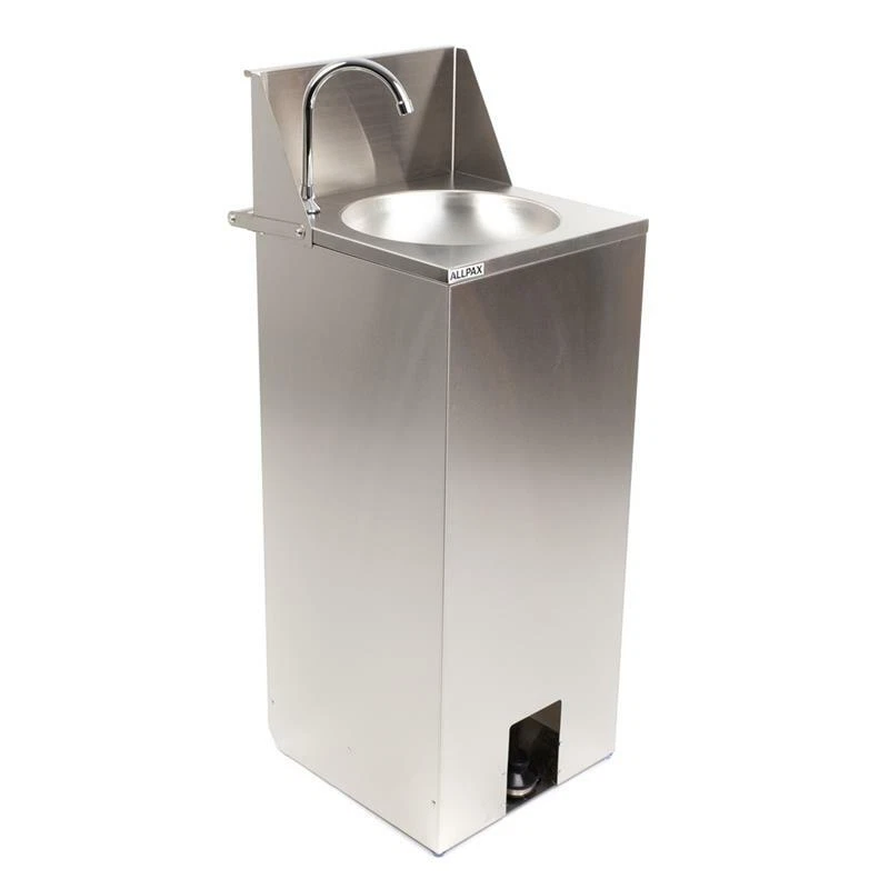 ALLPAX Mobiles Handwaschbecken Fußbedienung mit Rollen Waschbecken Spülbecken