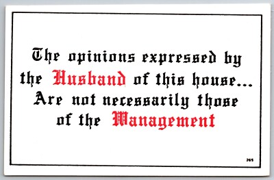 ''The expressed by the husband of this house...'' Comic Humor Vtg Postcard