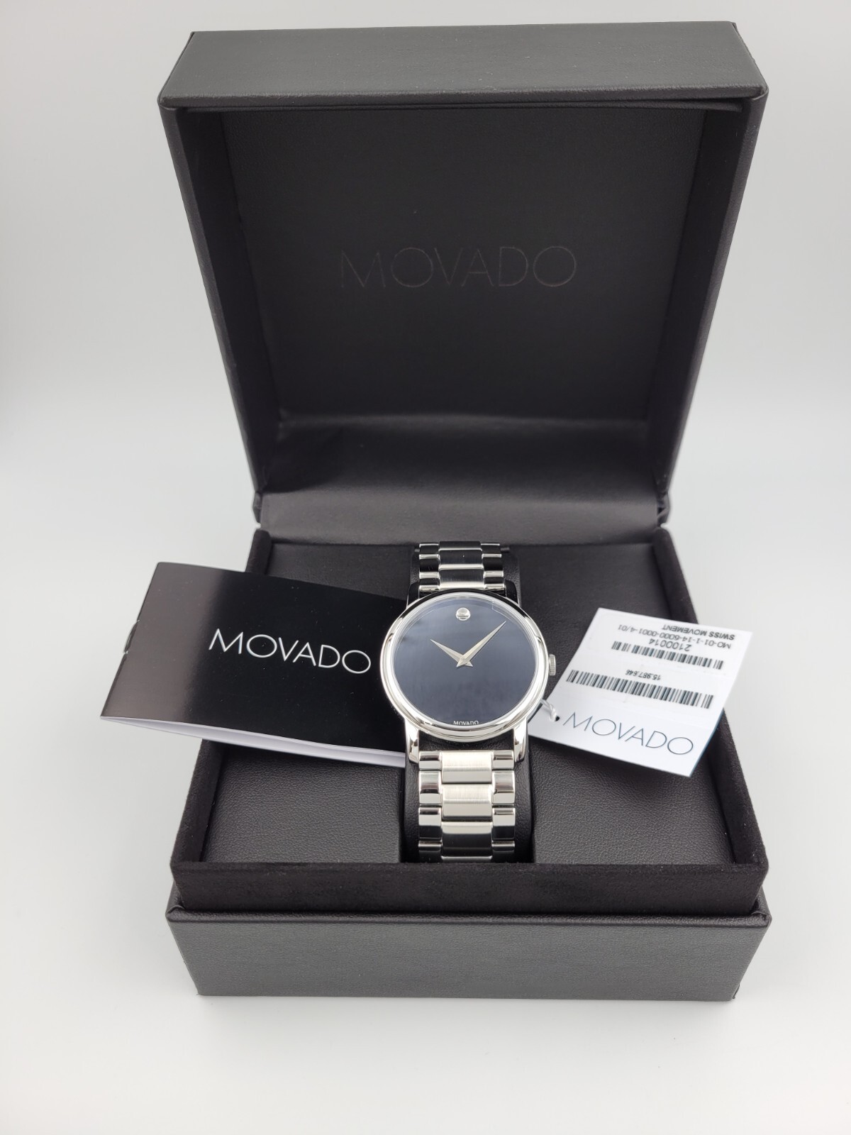 Movado Classic Museum Men's Black Dial Swiss Quartz Watch 2100014 - $895 MSRP