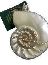 Old World Christmas Nautilus Sea Shell Blown Glass Christmas Ornament