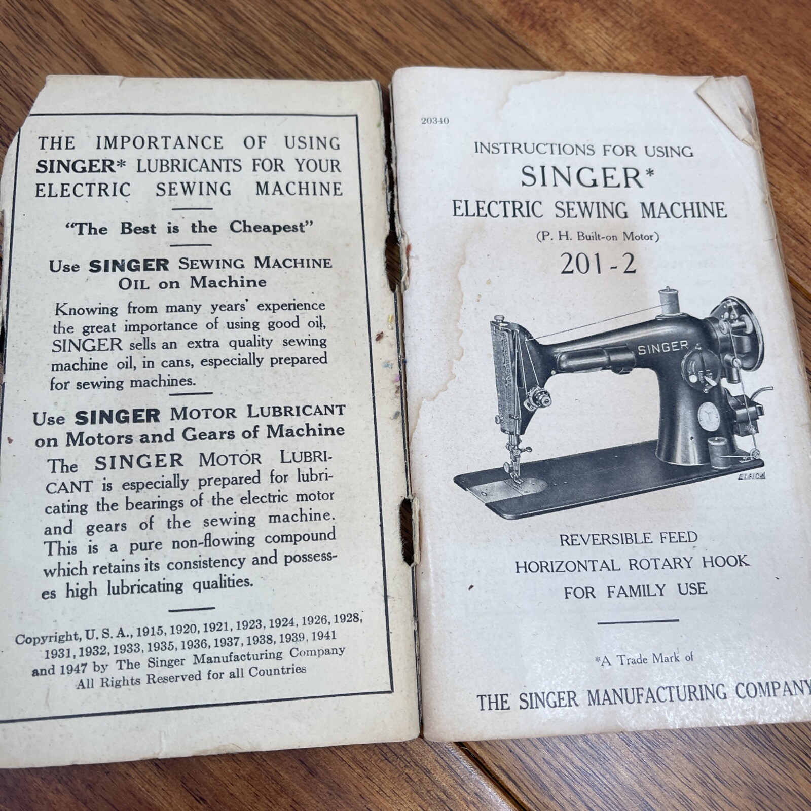 Vintage Original 1947 Instruction Manual Singer Electric Sewing Machine 2012 eBay