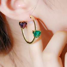 Trendy Gold Plated Circle Heart Zircon Crystal Hoop Earrings Women Party Jewelry