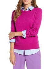 NWT Halogen Crewneck 100 Cashmere Fuchsia Sweater sz XXL