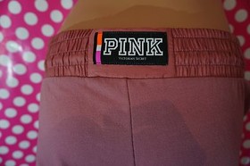 VICTORIA'S SECRET PINK SOFT BEGONIA WITH BLACK LOGO GYM PANT SWEATPANT M