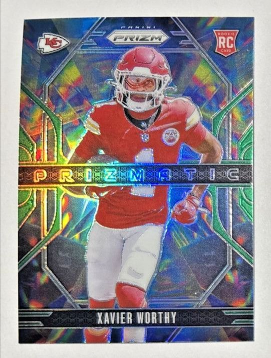 Xavier Worthy 2024 Panini Prizm Prizmatic #14 Silver Holo NFL Rookie Card Chiefs