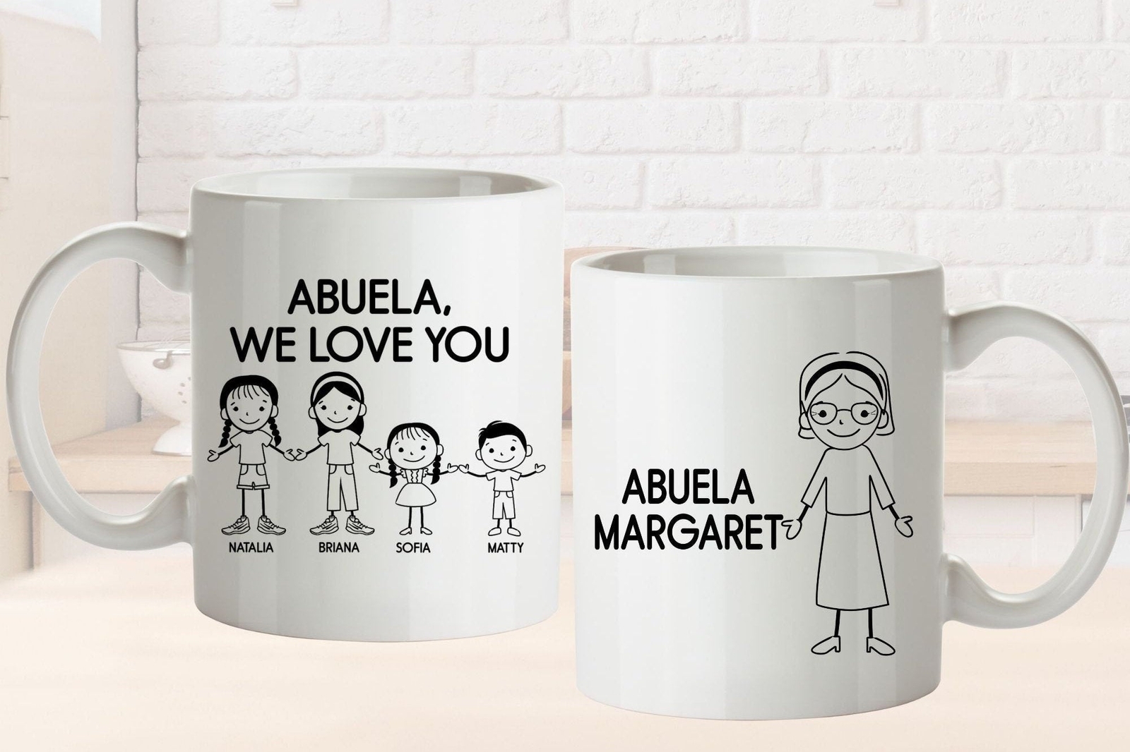 Unique Abuela Bisabuela Gift Mug L Personalized Stick Figure Family L Christmas