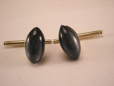 SINGLES PAIR 5/8" Gray Ovals Vintage Formal Groom Tuxedo Prom Studs c207