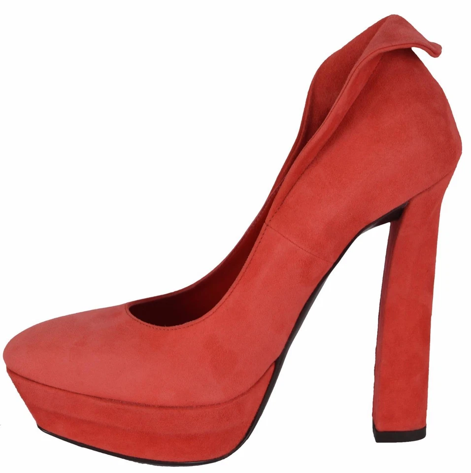 NEW Bottega Veneta Women's $720 Red Suede Platform Heel Pump Shoes 40 - Image 2 of 4